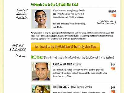 QuickSprout Checkout Page design marketing web