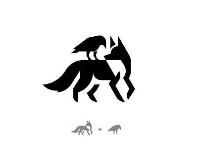 fox and crow 01 animal art birds brand branding cheese crow design flat fox illustration logo mark vector
