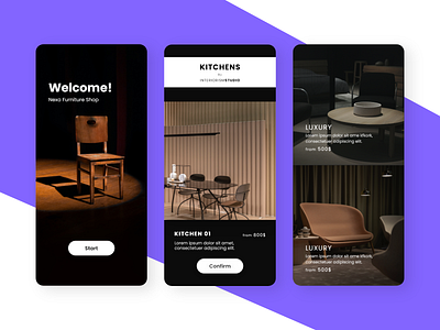 Furniture Shop - iOS UI Kits appliances chair craft ecommerce furniture home interior ios kitchen mobile app product shop shopping store ui