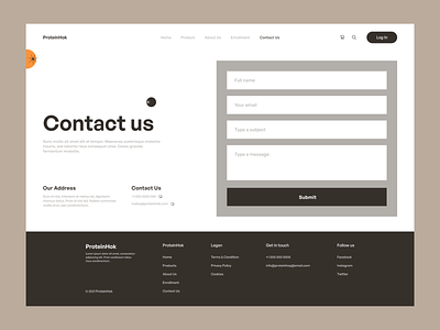 ProteinHok - Contact us Page clean contact form contact page contacts contactus design figma form design form field minimal ui ux web design website