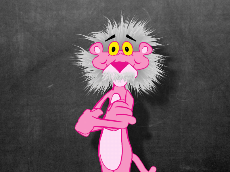 Genius Pink Panther cg chalk board character einstein genius pink pink panther