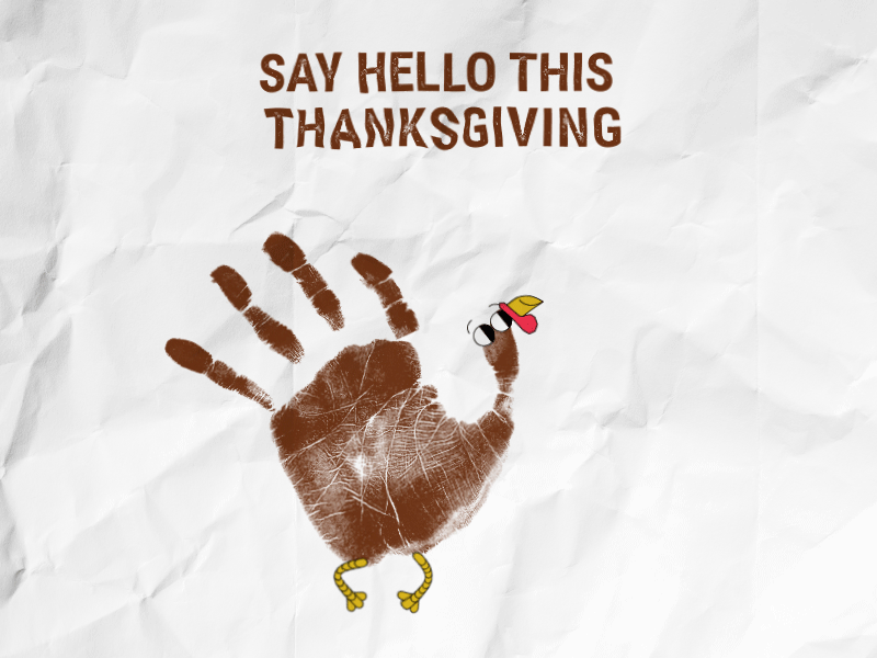 Say Hello! finger hand print paint series thanksgiving turkey wave