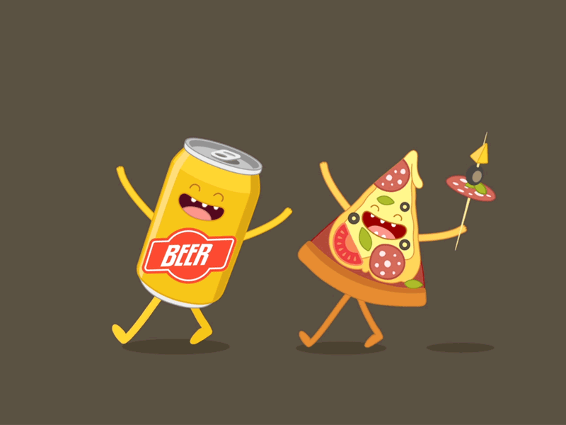 The Best Friends animation beer food friends gif pizza walkcycle