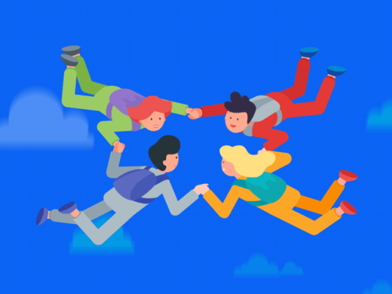 Skydiving Friends animation falling friends gif parachute sky skydiving