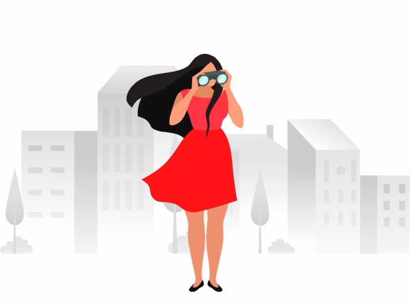 Explore animation binoculars gif girl red