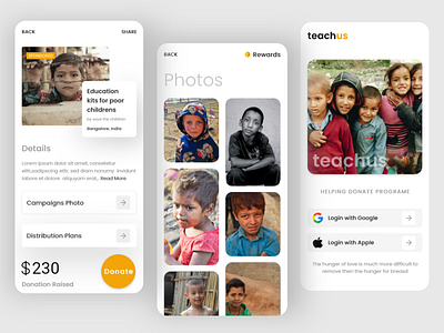 Teachus - Donate Program for the poor children app design icon illustrator logo minimal typography ui ui design ux web