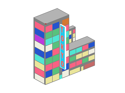 Tokyo building city colour design icon illustration isometric logo tokyo