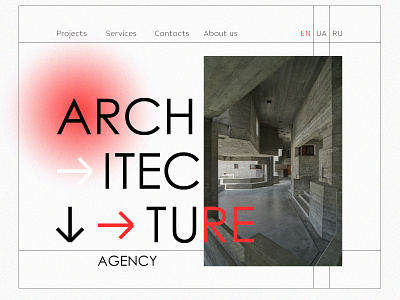 Architecture agency main page architecture business homepage minimalism ui web website