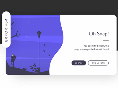 404 Screen 404 app binary vision studios blue container dribbble error 404 flat illustration minimal night page 404 purple simple stars ui web