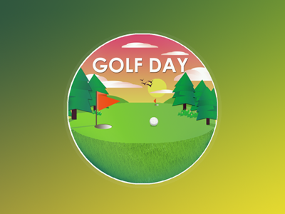 Golf Day Badge badge circle golf green sport sunset work
