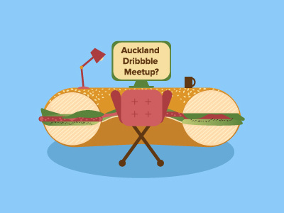 Dribbble Meetup auckland bagel desk illustration ingredients meetup schmear vend