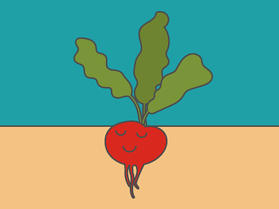 Friday Radish design flat green illustration radish red veg