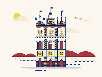 Porto building icon illustration line porto travel vector