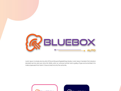 BLUEBOX AUTO LOGO design branding business card business card design illustration letterhead services logo design real estate logo stationery items typography vector