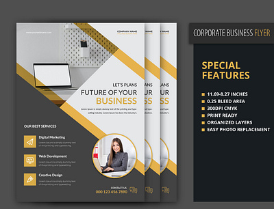 Corporate flyer design template. branding business card business card design flyer design invoice design letterhead design letterhead services logo design real estate logo stationery items