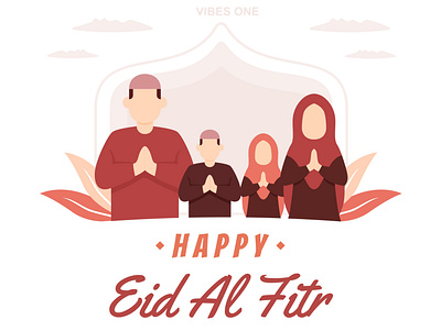 Happy Eid Al Fitr characters design flat illustration mubarak muslim ramadan vector