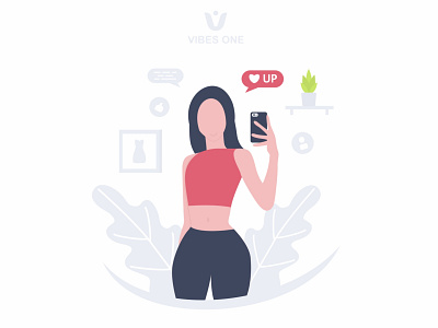 Take Your Foto beauty characters flat girl illustration selfie social vector woman