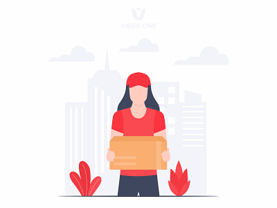 Deliver Order characters deliver flat girl illustration order vector