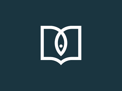 FishBook book fish fish logo flat logo loop mark minimal monochromatic monochrome monoline monoline logo negative read symbol