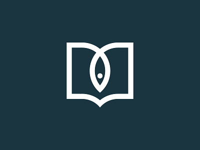 FishBook book fish fish logo flat logo loop mark minimal monochromatic monochrome monoline monoline logo negative read symbol