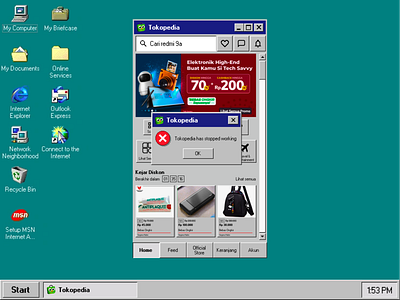 Tokopedia Windows 98 Style design figma mobile app old style retro design tokopedia ui uidesign uiux windows 98
