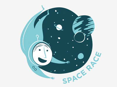 Space Race WIP blue children editorial illustration spot illustration teal vector