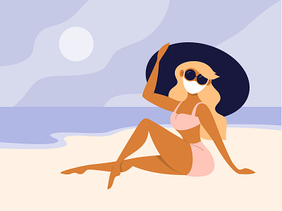 Summer 2020 2020 beach coronavirus design fashion girl girl character illustration lifestyle mask pandemic protective sea style summer summertime travel vacation vector woman