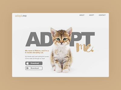 Daily UI: Landing Page adopt android app dailyui design download ios kitten landing landing page mobile page product render ui uiux ux web windows