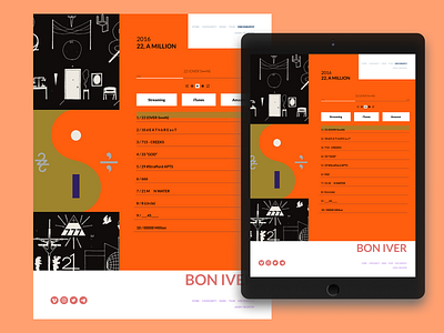 Music player on Bon Iver website ui/ux design bon iver boniver brutalism brutalist design design design art figma misic design music music app music art music player orange ui ui ux ui ux web uiux web design website website design