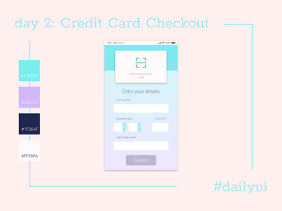 DailyUI #2: Credit Card Checkout 002 app design daily 100 challenge dailyui dailyui002 design flat minimal mobile app mobile design mobile ui ui ux