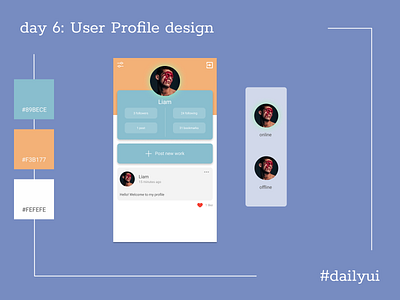 DailyUI #6 app design dailyui dailyui 006 design flat minimal mobile app mobile design mobile ui profile page ui ux