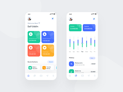 Bank App Concept bank app chart concept dashboard illustration mobile ui