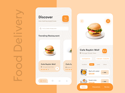 Food Delivery ios app UI adobe xd app delivery design food and drink food app illustration ios ui ux vector