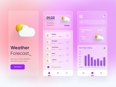 Weather App concept design illustration ui ux vector weather weather app