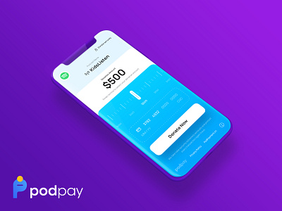 PodPay Mobile App Design adobe photoshop branding concept donate payment app podcast ui ux