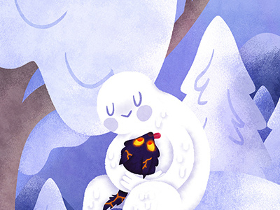 Snow Golem & Fire Wolf Pup adventure time cartoon collab cute fanart illustration snow