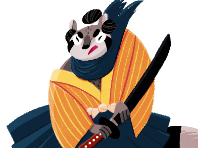 Raccoon Samurai cdchallenge character digital art illustration raccoon samurai