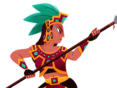 Aztec Lady aztec character concept design hunter illustration lady spear warrior woman