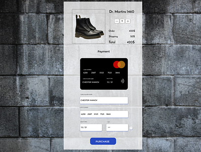 DailyUI002 creditcard dailyui dailyui002 dailyuichallenge design dr.martins minimal ui ux web