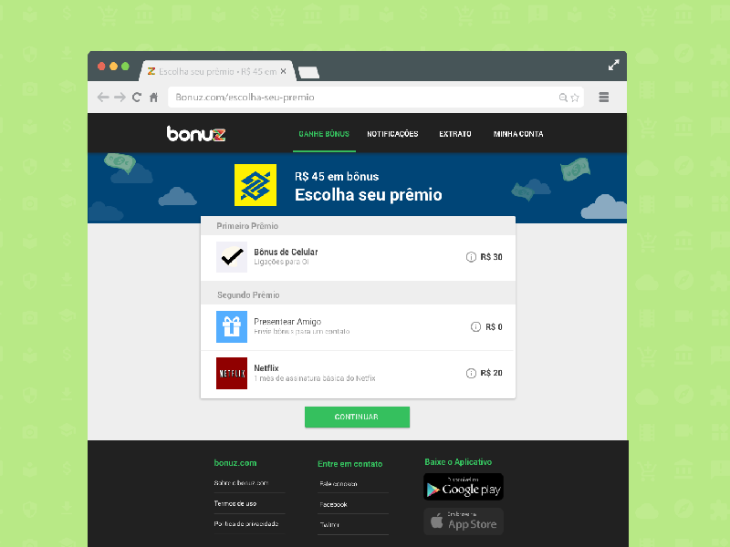 Escolha de prêmio - bonuz.com web bonuz material design bonuz.com
