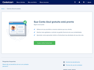 Success Screen - Free account for accountant partner conta azul desktop sucess ui web