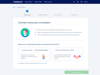 First step in the invitation flow - Conta Azul Mais conta azul desktop ui web wizzard