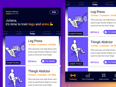 Home screen - Gym app redesign