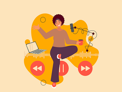 Recording a podcast character design flat illustration podcast vector vectorillustration