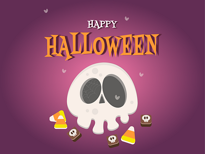 Happy Halloween card 2d character design flat graphic design halloween illustration scull vector