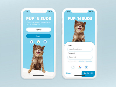 Dog Grooming App - Daily UI 001 - Sign Up app design daily 100 challenge dailyui dailyuichallenge pet care product design ui uidesign ux design xd