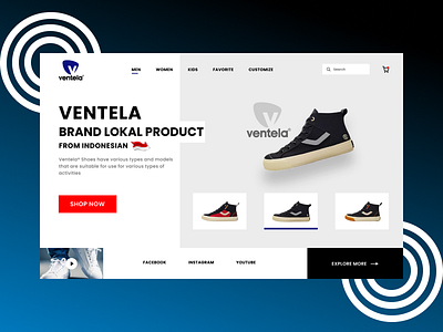 Web Design Ventela shoes branding design landing page shop ui uidesain uiux ux web webdesign website