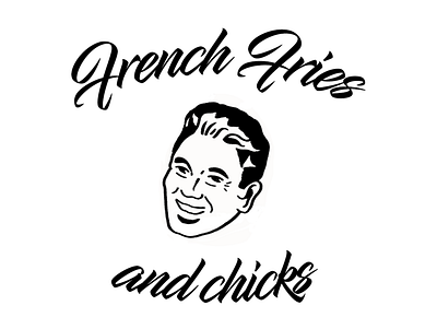 Chicks and fries black white blackandwhite branding design flat graphic design illustration logo ui vector
