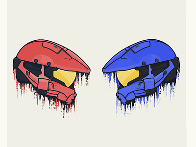 Red vs Blue anatomy comic dark depth design detailing gaming halo illustration logo