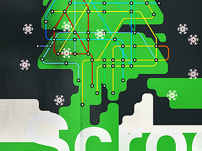 Scroogical branding christmas map musical new york poster subway